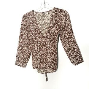 Reformation Brown Floral Artesia Tie Back Top -‎ Small